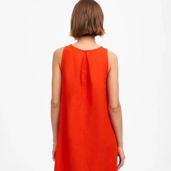 nwt madewell mini shift Sleeveless Red Dress linen bright flame small - Picture 4 of 13